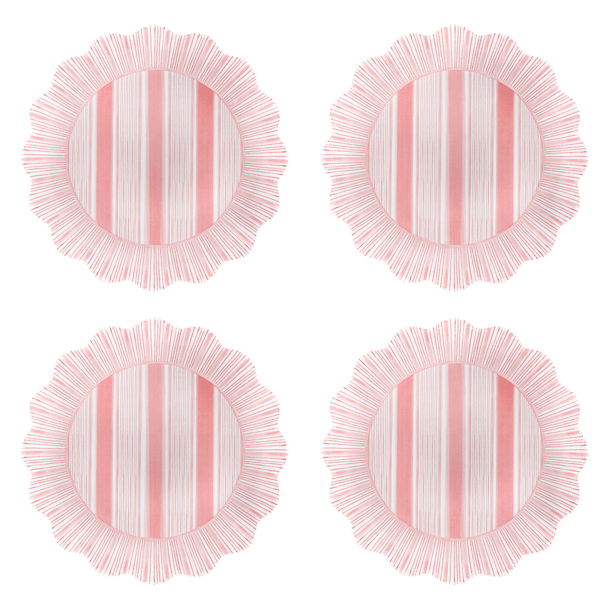 Cabana Stripe Melamine Dessert/Salad Plate Set/4 - Coral 79 Cabana Stripe Melamine Dessert/Salad Plate Set/4 - Coral 79