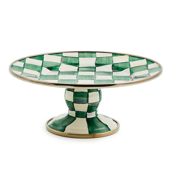 emerald check mini pedestal platter 55 emerald check mini pedestal platter 55