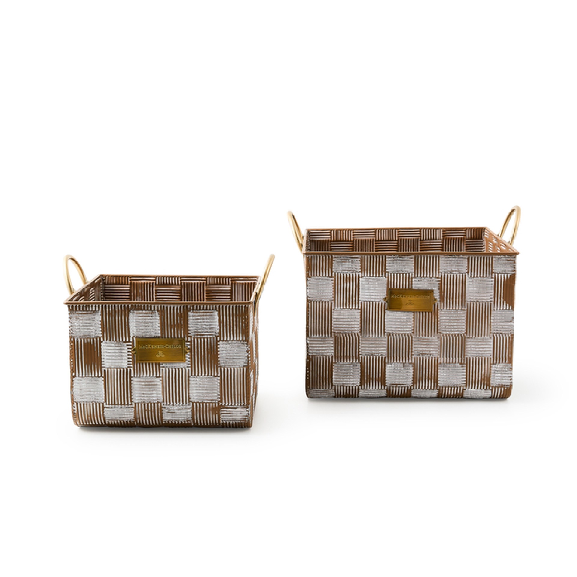 mocha textured check baskets, set of 2 15 mocha textured check baskets, set of 2 15