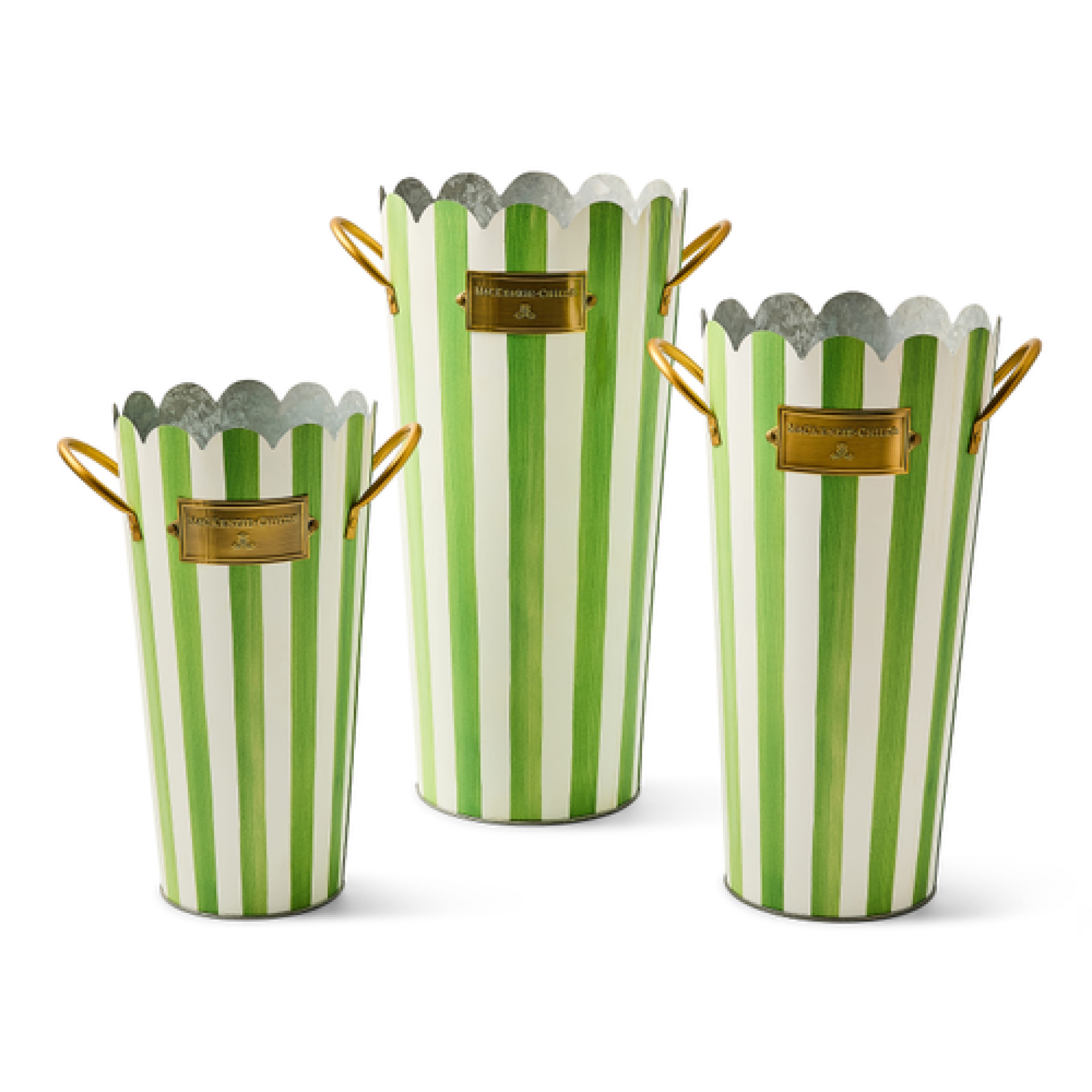 grass green stripe flower buckets, set of 3 30 grass green stripe flower buckets, set of 3 30