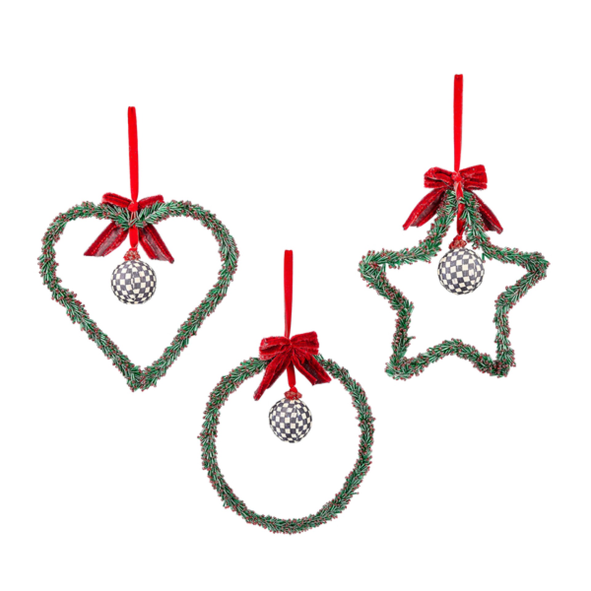 holly beaded large ornaments, set of 3 129 holly beaded large ornaments, set of 3 129