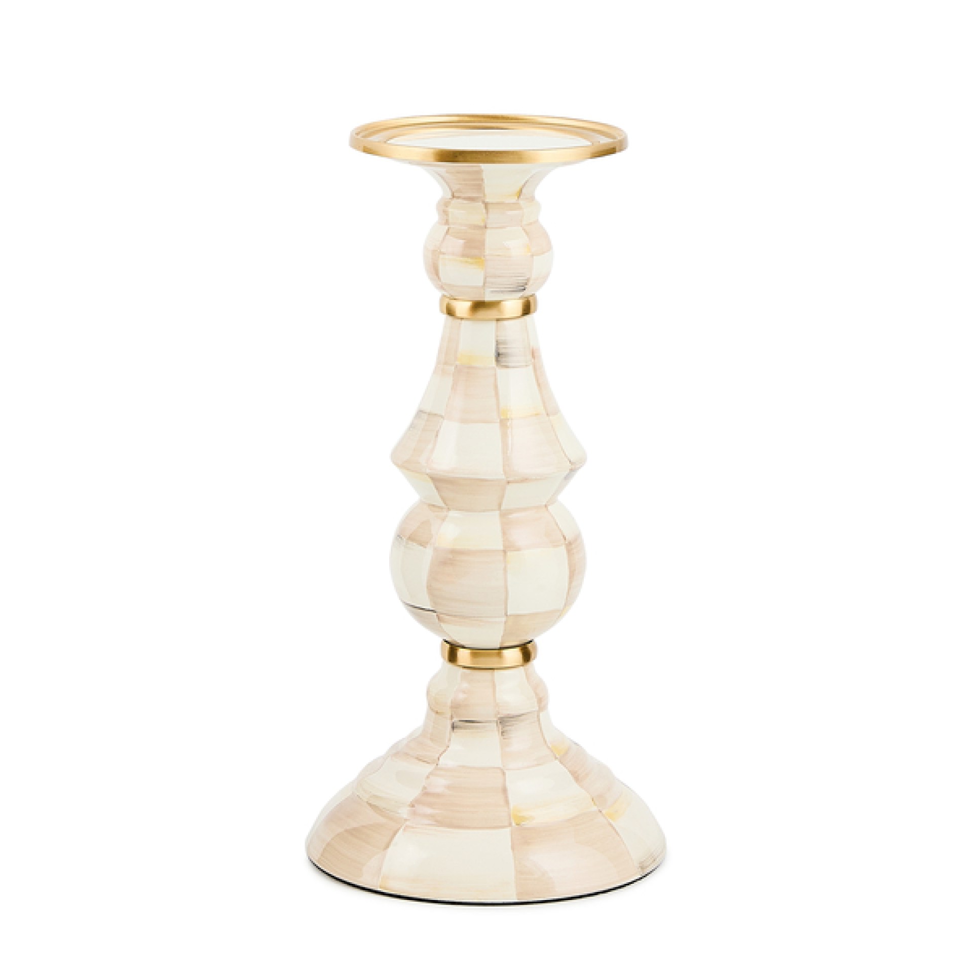 mocha check large pillar candlestick 161 mocha check large pillar candlestick 161