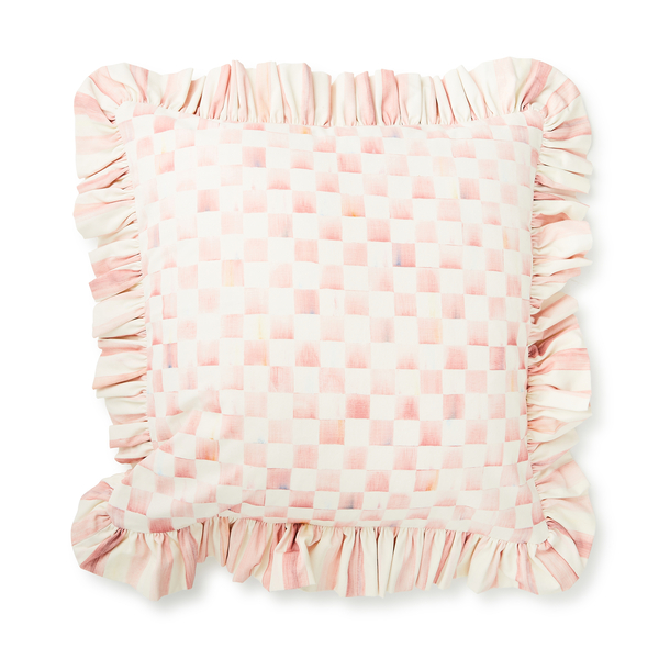 rosy check ruffle throw pillow 185 rosy check ruffle throw pillow 185