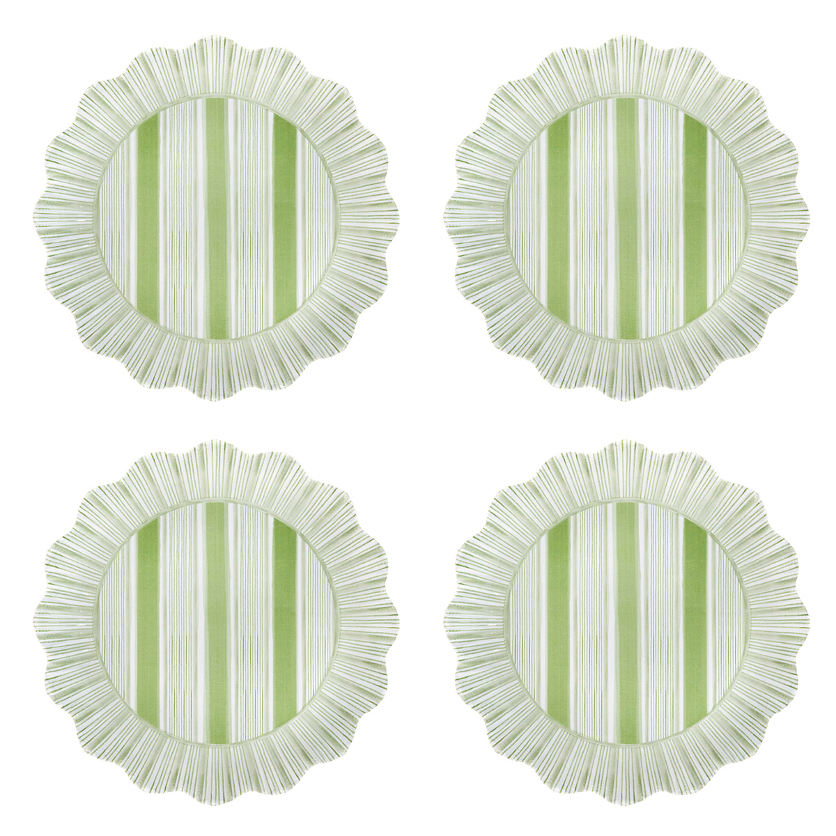 Cabana Stripe Melamine Dessert/Salad Plate Set/4 - Seagrass 75 Cabana Stripe Melamine Dessert/Salad Plate Set/4 - Seagrass 75