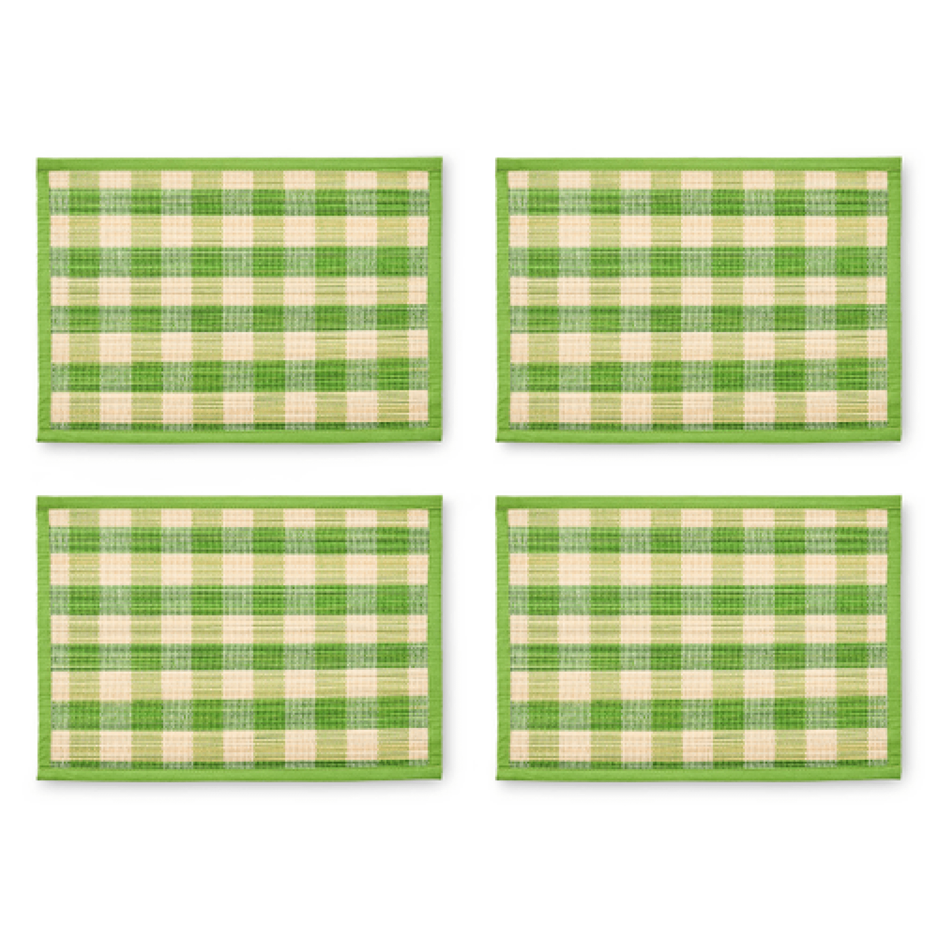 green woven check straw placemats, set of 4 5 green woven check straw placemats, set of 4 5