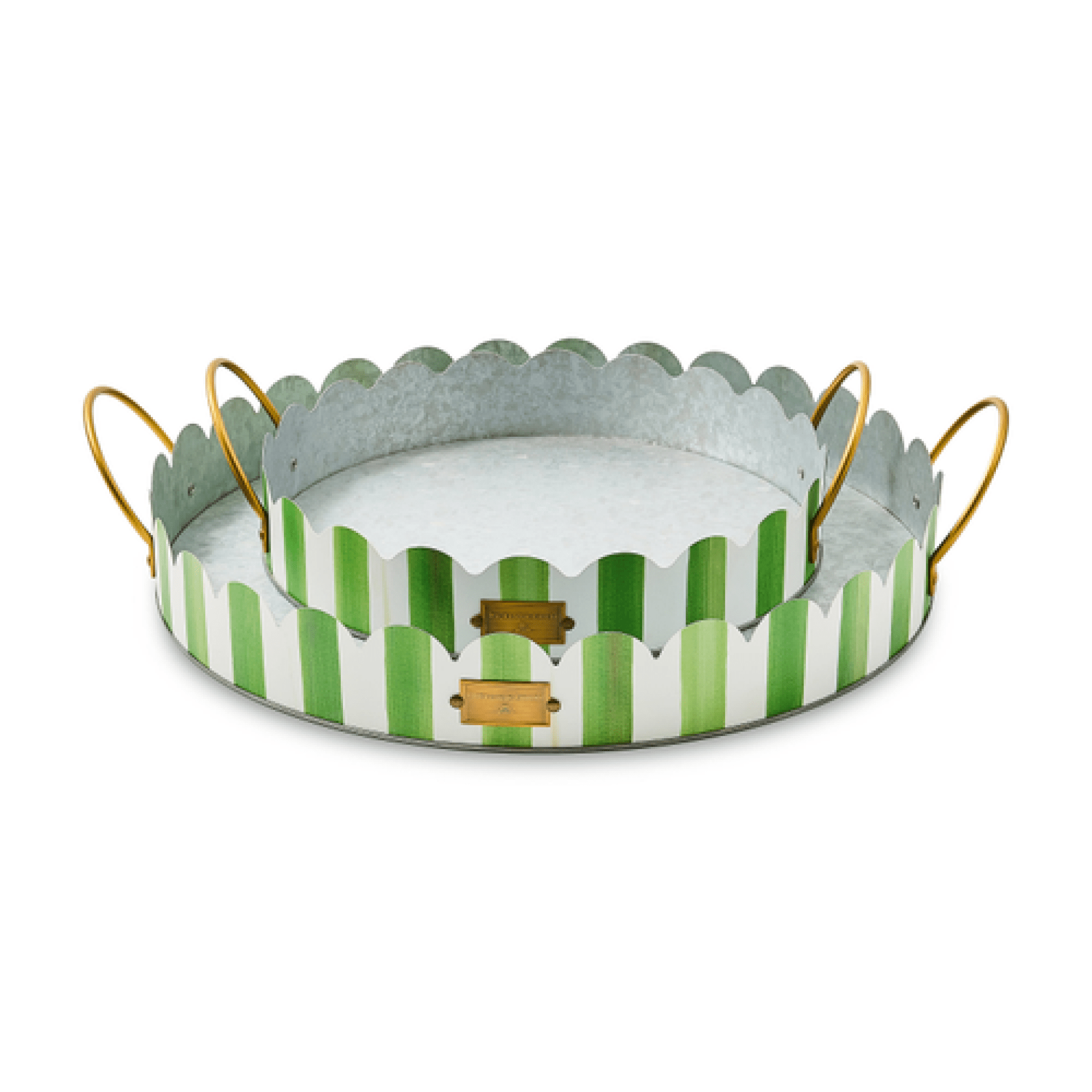 grass green stripe serving trays, set of 2 34 grass green stripe serving trays, set of 2 34