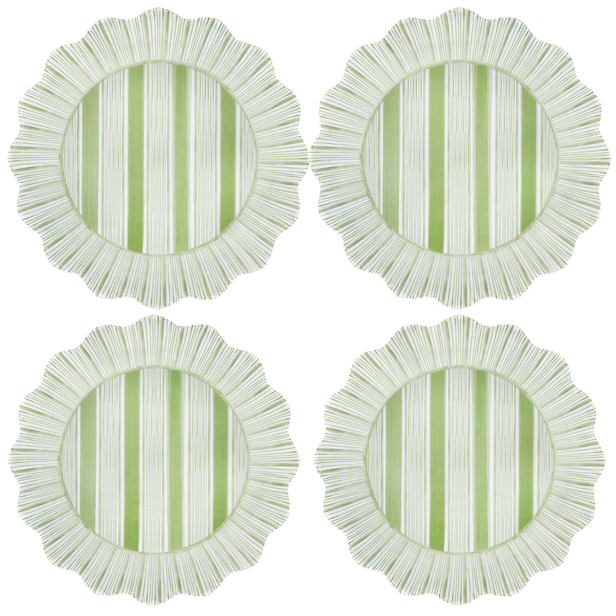 Cabana Stripe Melamine Dinner Plate Set/4 - Seagrass 74 Cabana Stripe Melamine Dinner Plate Set/4 - Seagrass 74