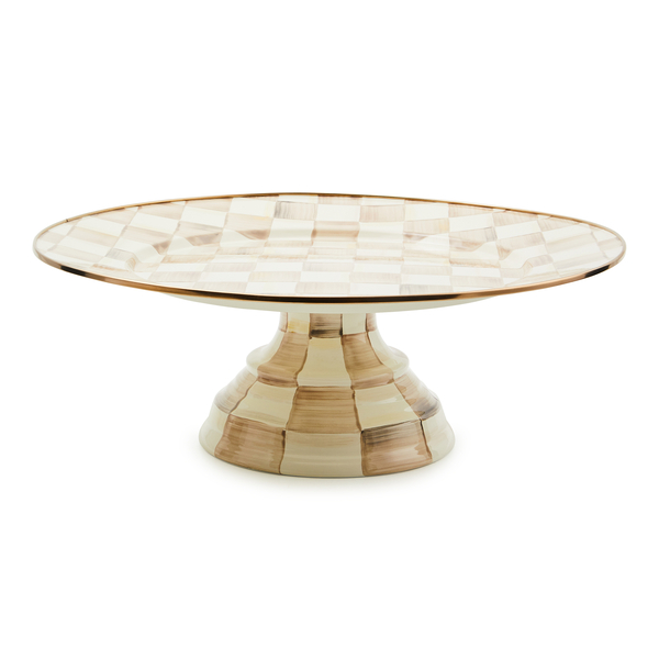 mocha check small pedestal platter 73 mocha check small pedestal platter 73