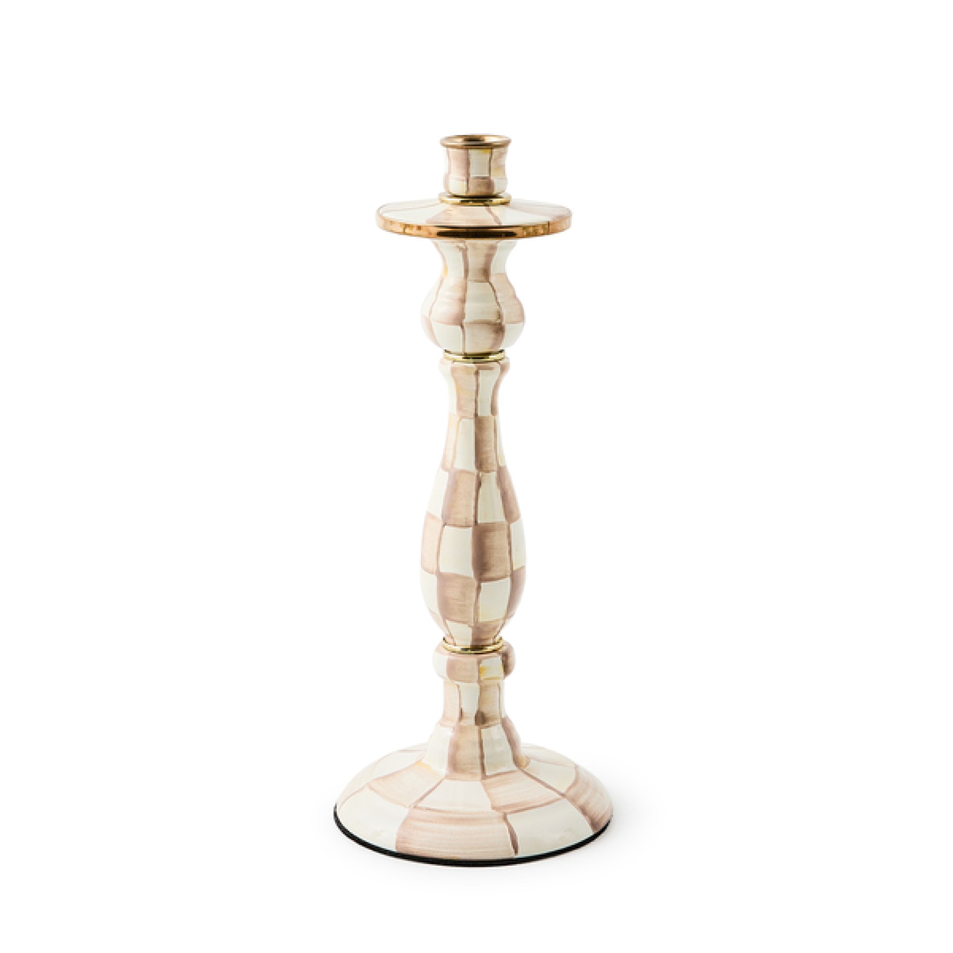 mocha check large candlestick 158 mocha check large candlestick 158