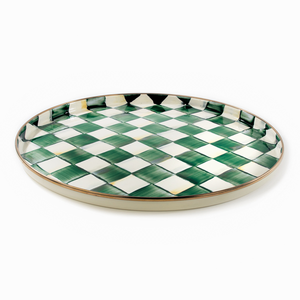 emerald check round tray 43 emerald check round tray 43