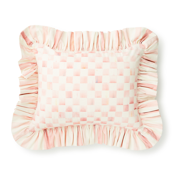 rosy check ruffle lumbar throw pillow 176 rosy check ruffle lumbar throw pillow 176