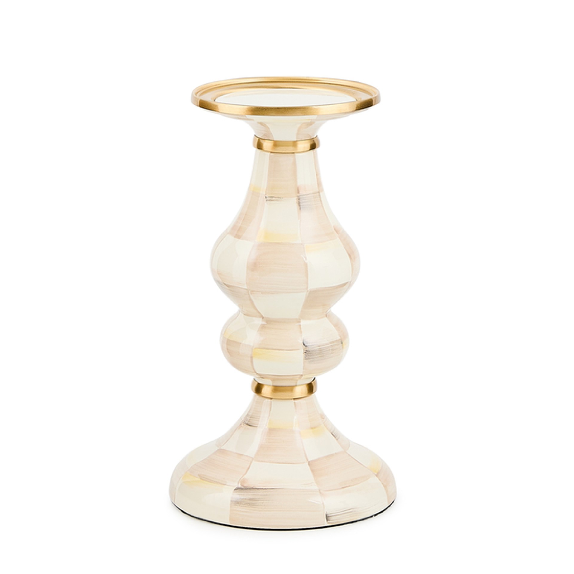 mocha check medium pillar candlestick 159 mocha check medium pillar candlestick 159