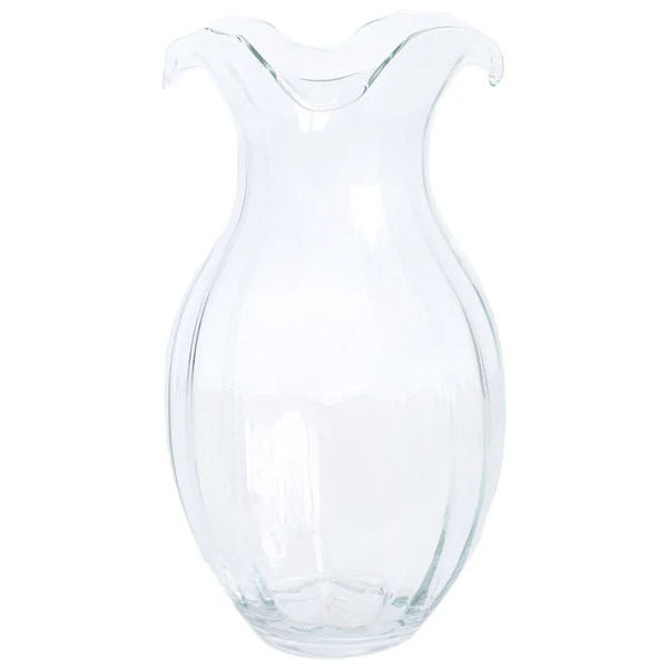 Hibiscus Glass Clear Vertical Fluted Large Vase 15 Hibiscus Glass Clear Vertical Fluted Large Vase 15