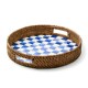 royal check enamel & rattan round serving tray 239 royal check enamel & rattan round serving tray 239