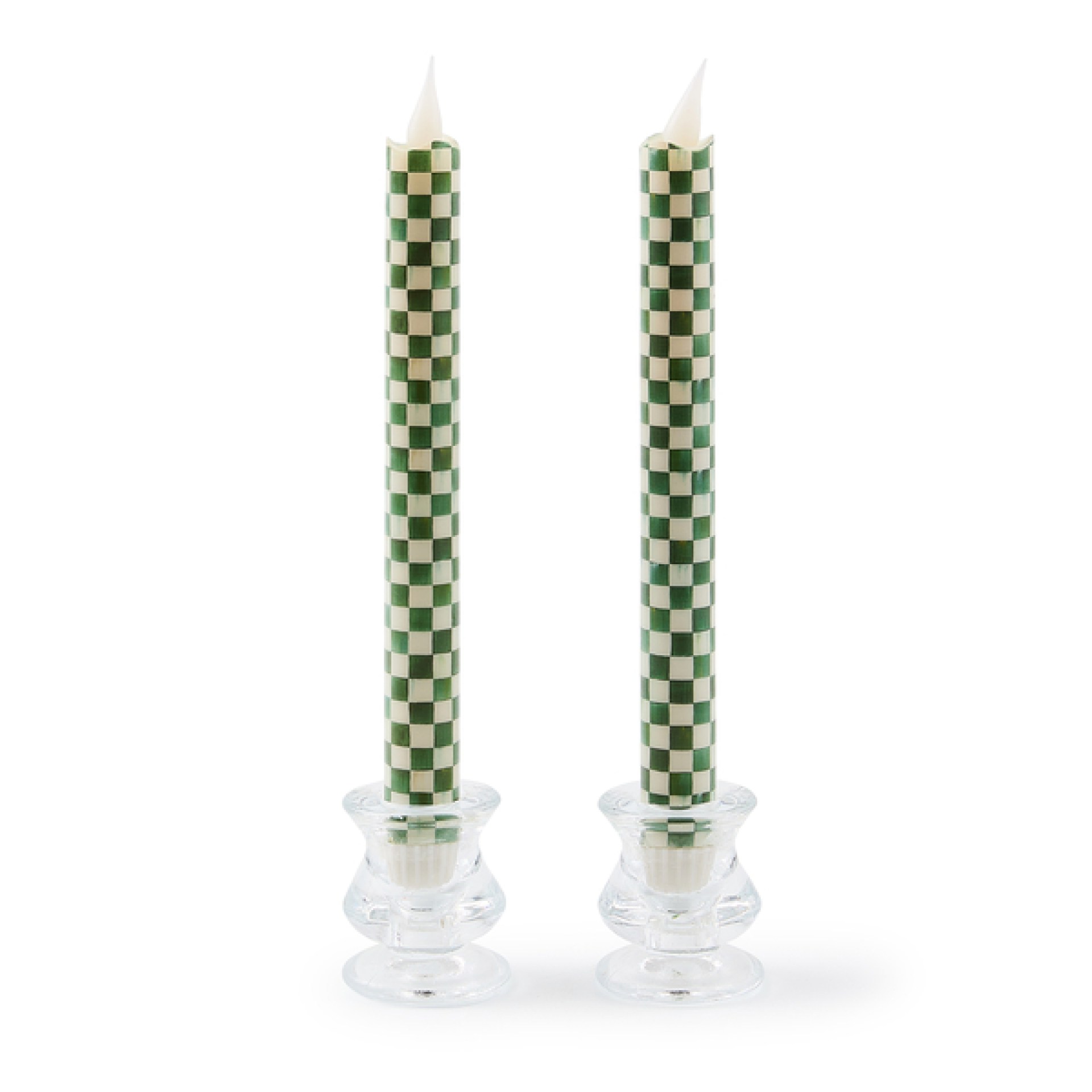 emerald check flameless dinner candles, set of 2 29 emerald check flameless dinner candles, set of 2 29