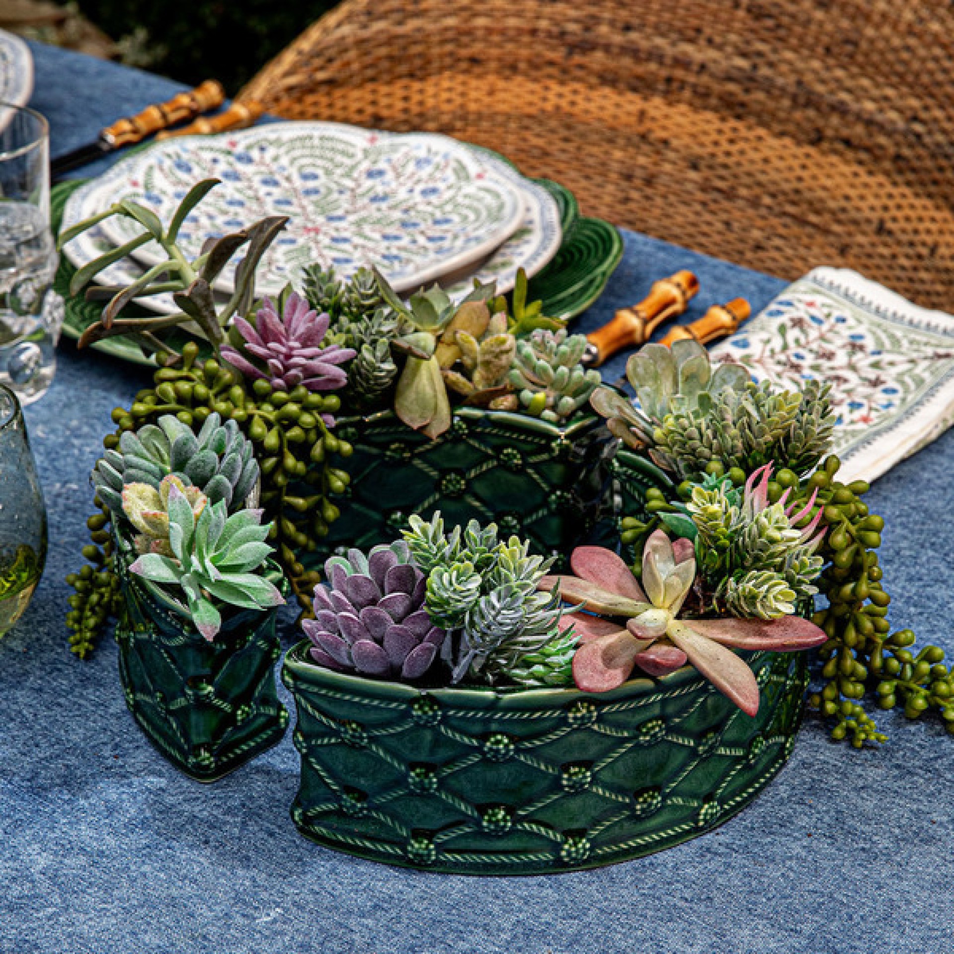 Berry & Thread Petite Parterre Garden Half Circle Vase Set/2 - Basil 9 Berry & Thread Petite Parterre Garden Half Circle Vase Set/2 - Basil 9