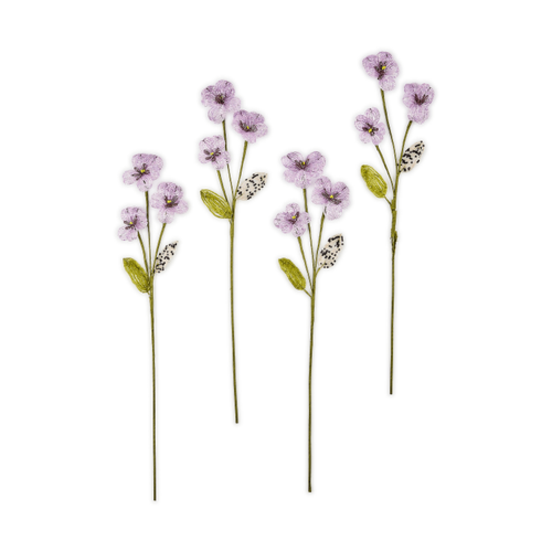 purple pansy beaded flower stems, set of 4 58 purple pansy beaded flower stems, set of 4 58