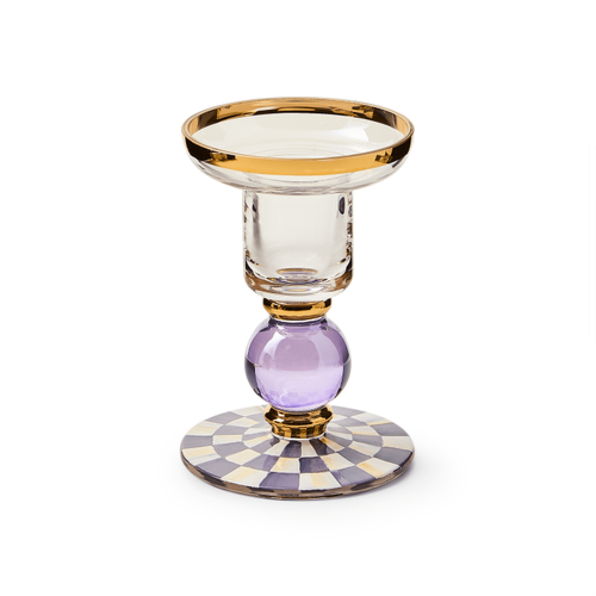 violet check small glass candlestick 44 violet check small glass candlestick 44