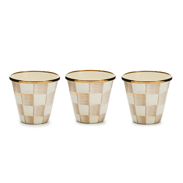 mocha check herb pots, set of 3 63 mocha check herb pots, set of 3 63