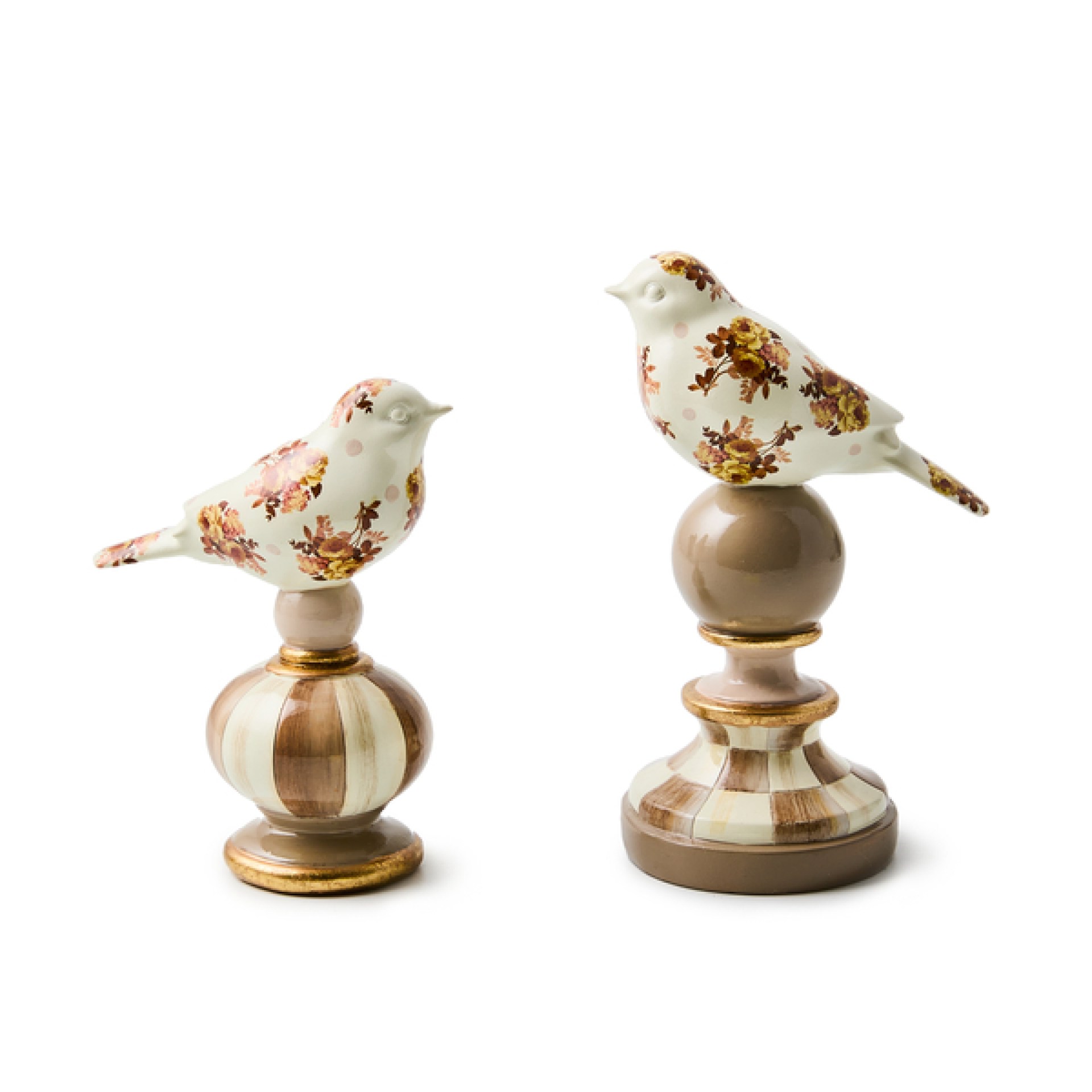 wild rose brown bird topiaries, set of 2 41 wild rose brown bird topiaries, set of 2 41