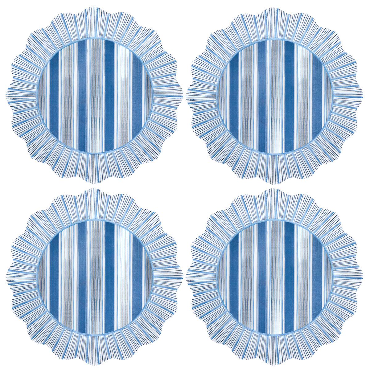 Cabana Stripe Melamine Dinner Plate Set/4 - Ocean 76 Cabana Stripe Melamine Dinner Plate Set/4 - Ocean 76