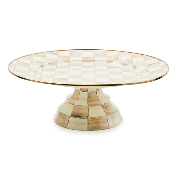 mocha check large pedestal platter 75 mocha check large pedestal platter 75