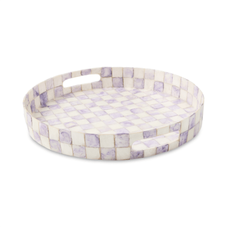 violet check capiz round tray 14 violet check capiz round tray 14