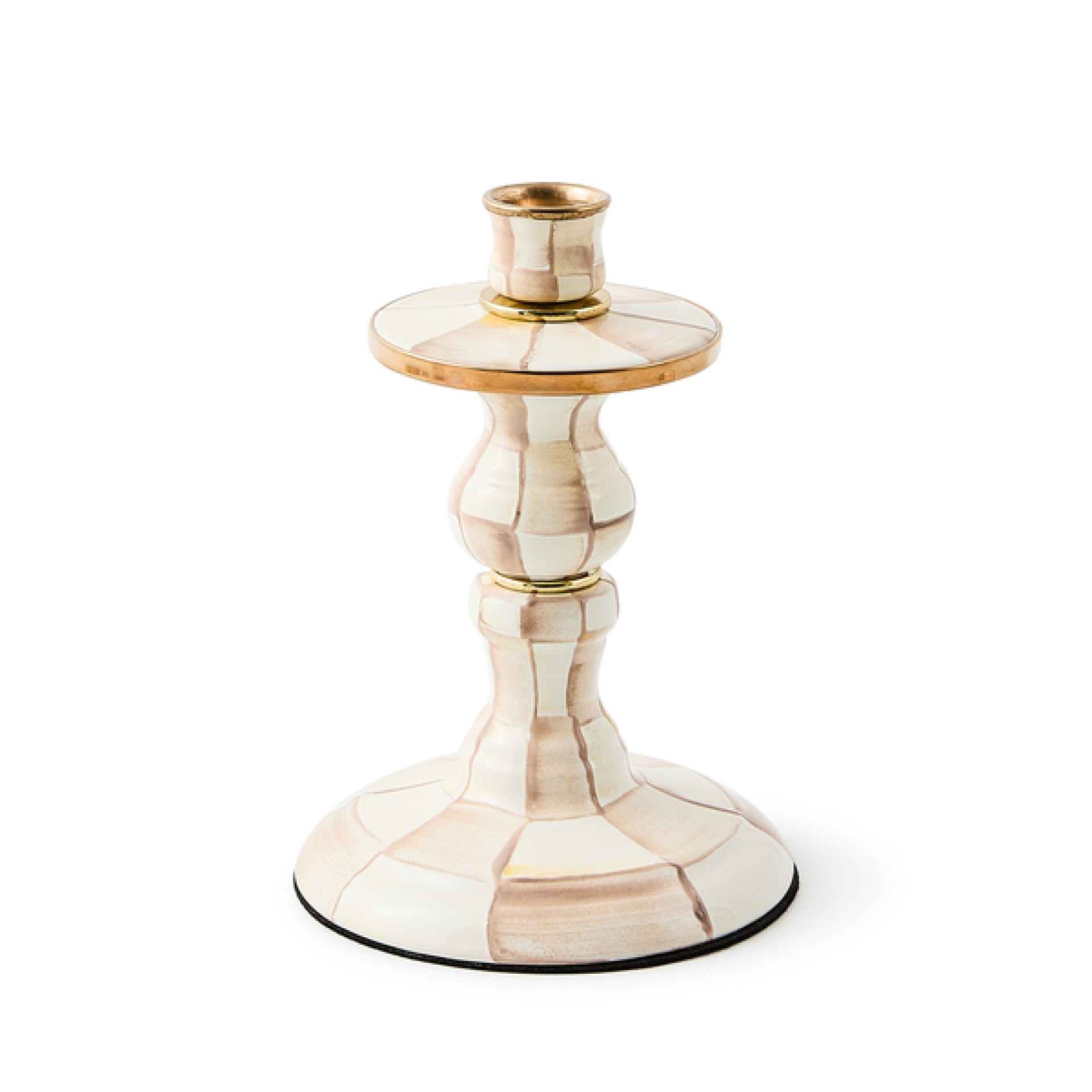 mocha check small candlestick 156 mocha check small candlestick 156