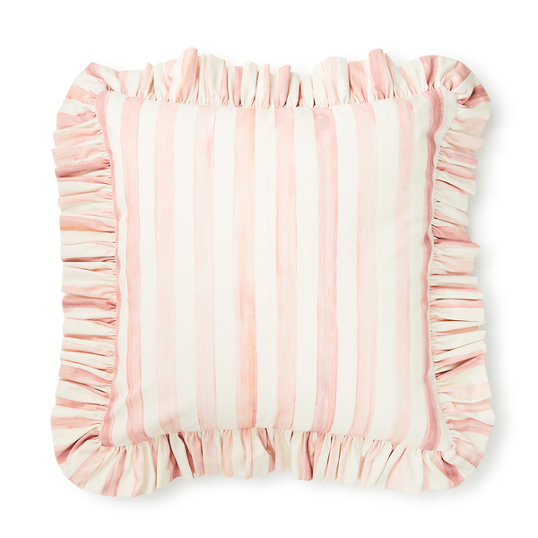 rosy stripe ruffle throw pillow 183 rosy stripe ruffle throw pillow 183