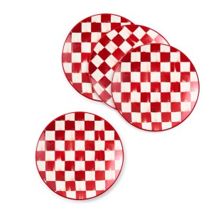 cherry check salad plates, set of 4 60 cherry check salad plates, set of 4 60