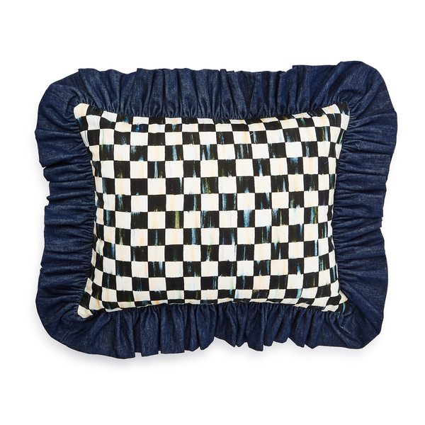 courtly check with denim ruffle lumbar throw pillow 172 courtly check with denim ruffle lumbar throw pillow 172