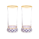 violet check highball glass, set of 2 34 violet check highball glass, set of 2 34