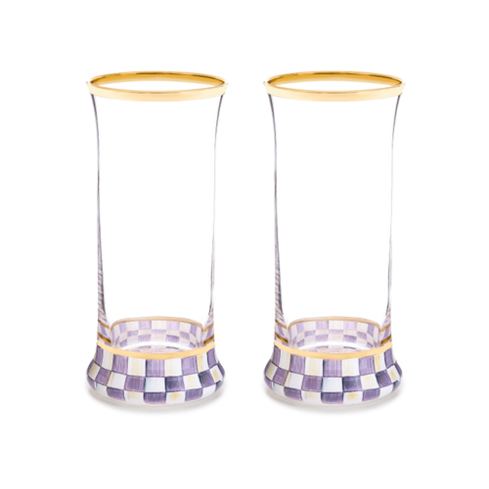 violet check highball glass, set of 2 34 violet check highball glass, set of 2 34