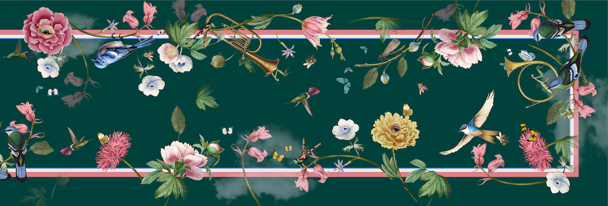 TABLE RUNNER GREEN POLLEN MELODY 280cm 8 TABLE RUNNER GREEN POLLEN MELODY 280cm 8