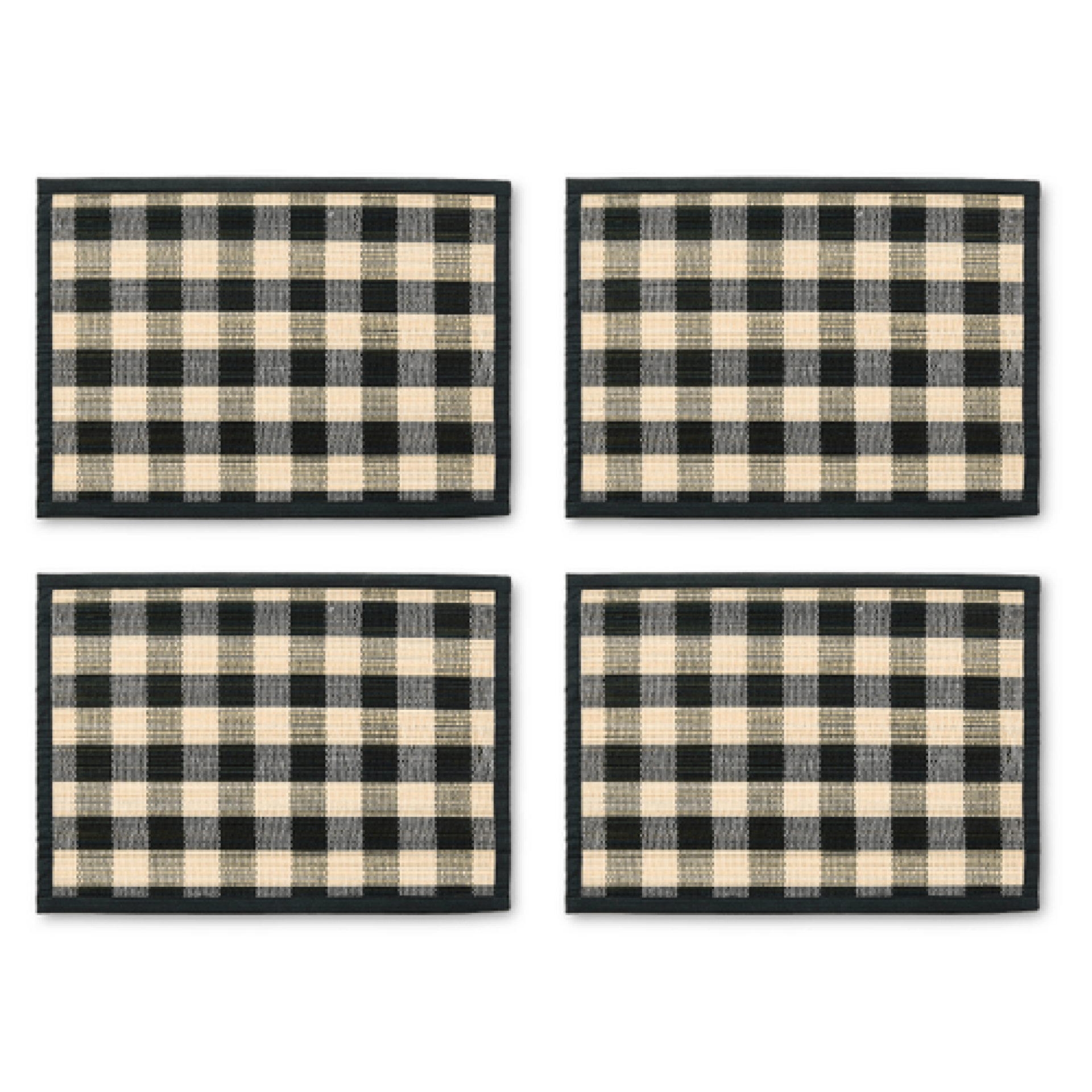 black woven check straw placemats, set of 4 4 black woven check straw placemats, set of 4 4