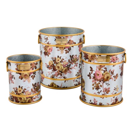 wild rose galvanized planters, set of 3 14 wild rose galvanized planters, set of 3 14