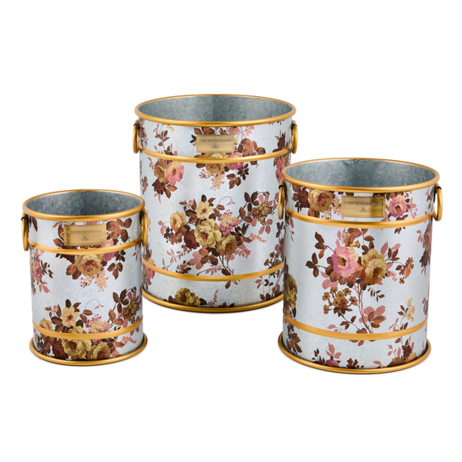 wild rose galvanized planters, set of 3 14 wild rose galvanized planters, set of 3 14
