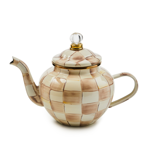 mocha check 4 cup teapot 56 mocha check 4 cup teapot 56