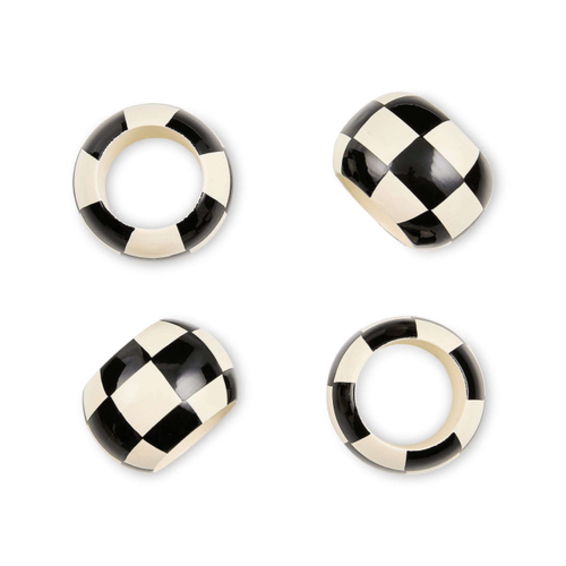 black and white check wood napkin rings, set of 4 10 black and white check wood napkin rings, set of 4 10