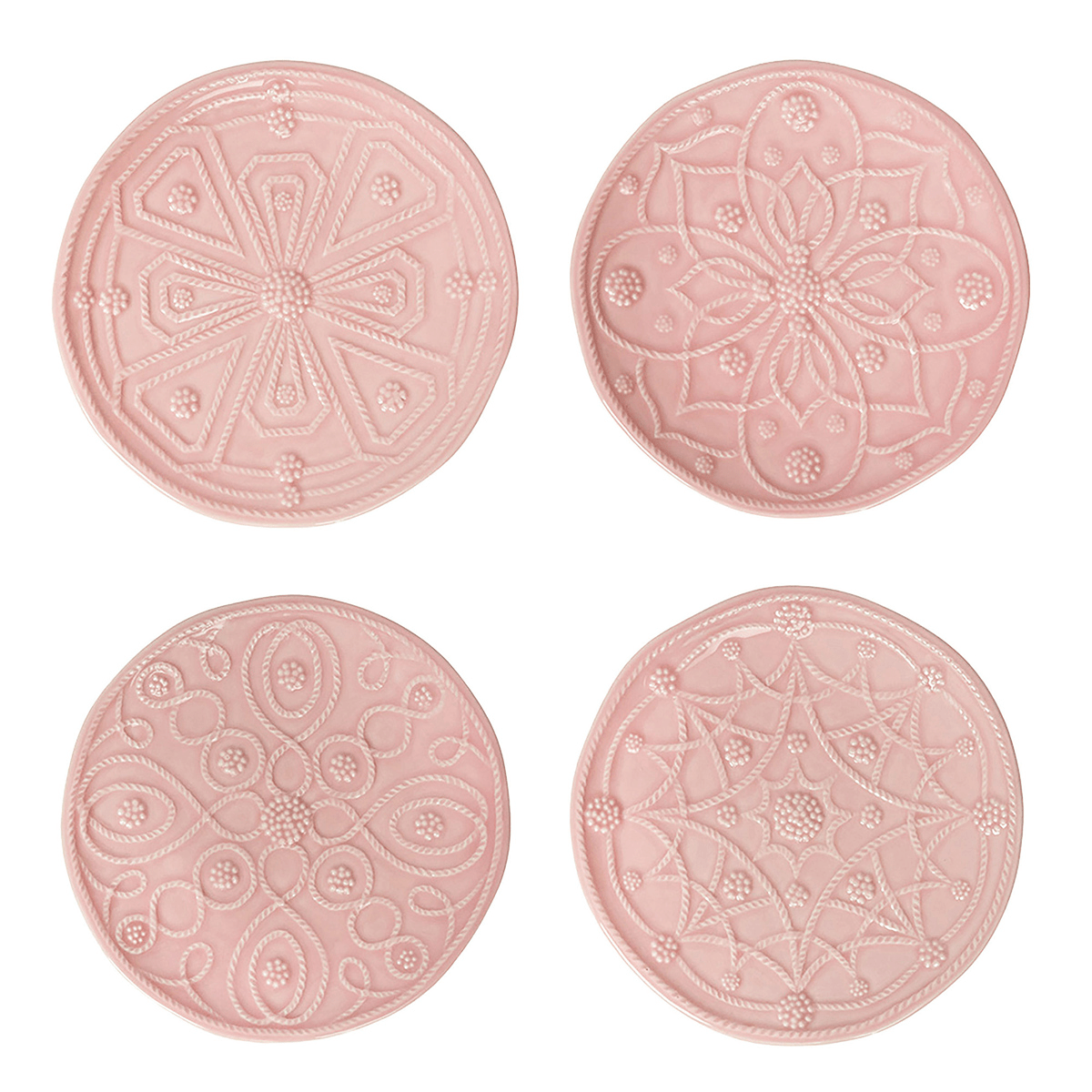 Jardins Du Monde Side/Cocktail Plate Assorted Set/4 - Blush 12 Jardins Du Monde Side/Cocktail Plate Assorted Set/4 - Blush 12
