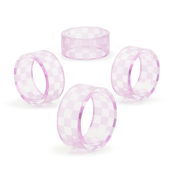 lavender check napkin rings, set of 4 156 lavender check napkin rings, set of 4 156