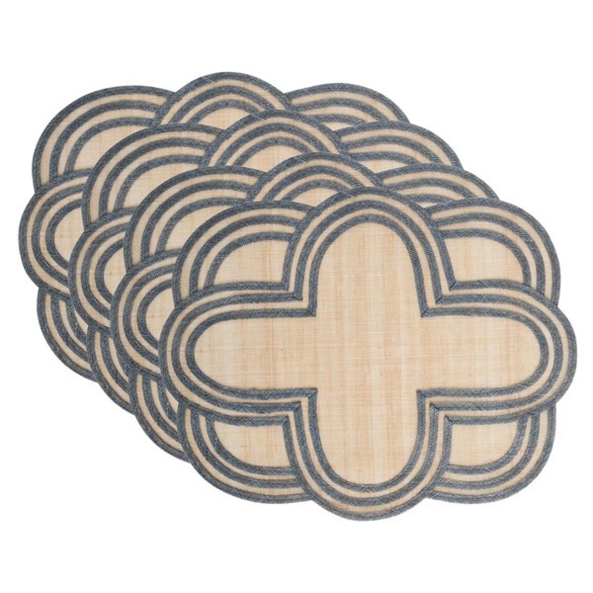 Scallop Stripe Placemat Set/4 - Chambray 40 Scallop Stripe Placemat Set/4 - Chambray 40