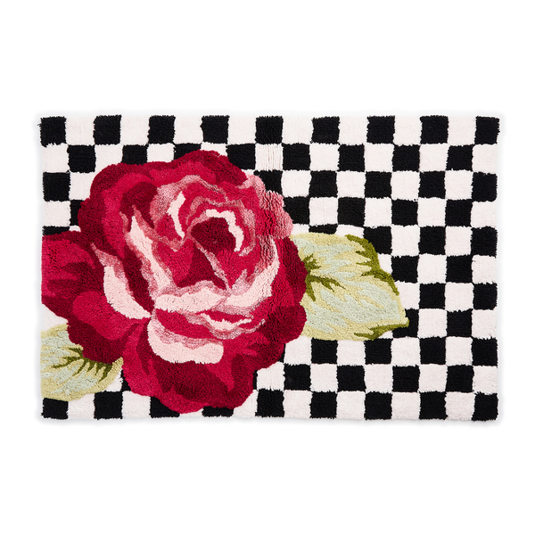 rose and check bath rug 61 rose and check bath rug 61