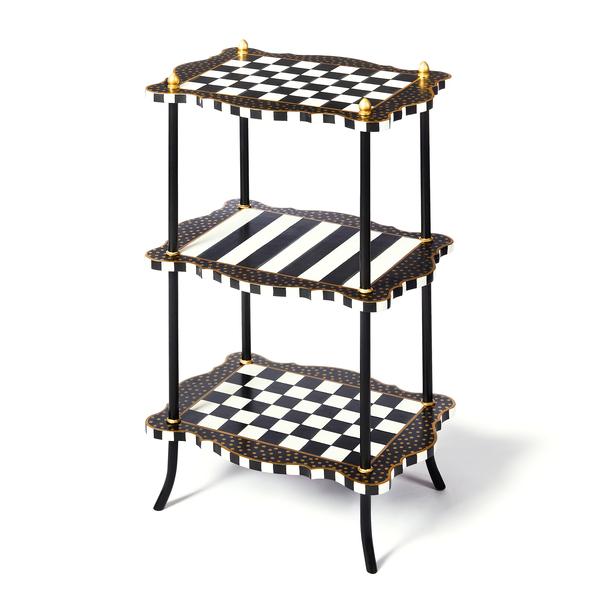 black & white check and stripe 3 tier table 2 black & white check and stripe 3 tier table 2