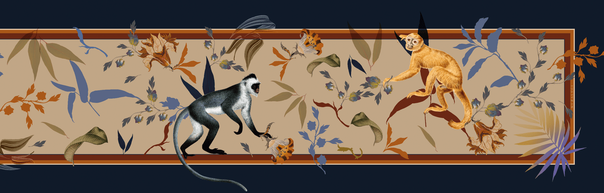 TABLE RUNNER TAUPE MONKEYS 280cm 5 TABLE RUNNER TAUPE MONKEYS 280cm 5