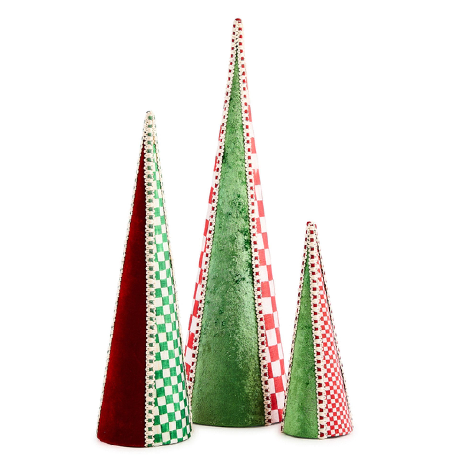 check it out fabric cone trees, set of 3 130 check it out fabric cone trees, set of 3 130