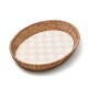 rosy check large enamel & rattan serving tray 252 rosy check large enamel & rattan serving tray 252