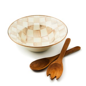 mocha check salad serving set 36 mocha check salad serving set 36