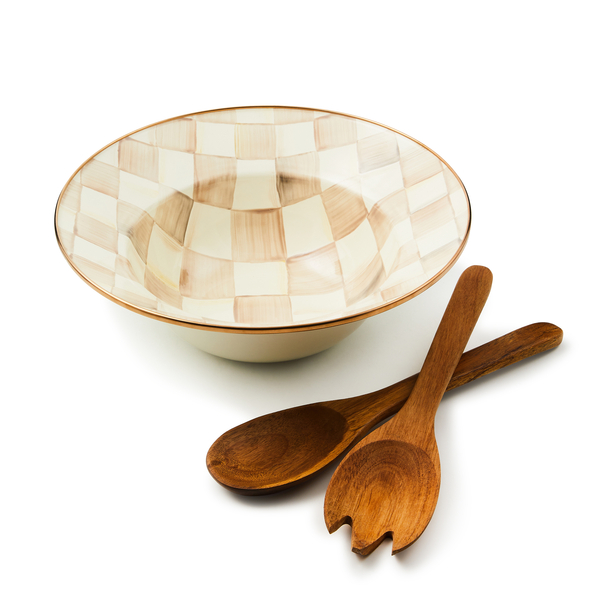 mocha check salad serving set 36 mocha check salad serving set 36
