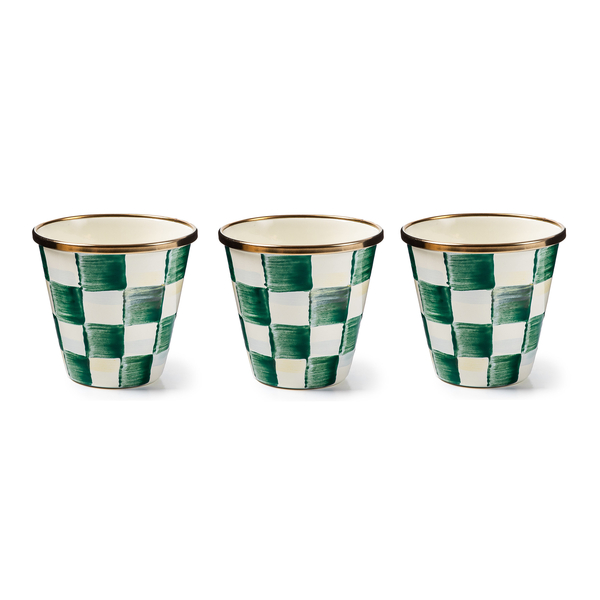 emerald check herb pots, set of 3 45 emerald check herb pots, set of 3 45